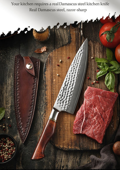 HEZHEN 8,3″ Kochmesser – 73‑lagiger Damast aus Pulverstahl & Palisandergriff