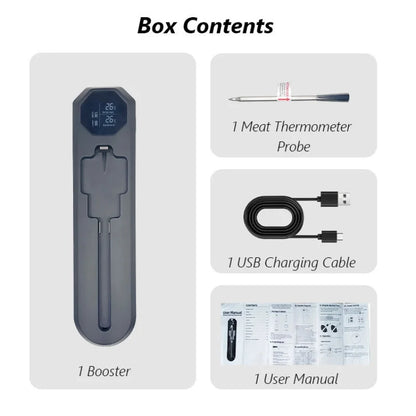 WLAN Lebensmittelthermometer mit Keramiksonde – Digital, wasserdicht & drahtlos für Grill & Ofen