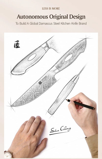 XINZUO Steakmesser – 5 Zoll (ca. 12,7 cm) Klinge aus 110 Lagen handgeschmiedetem Damaststahl
