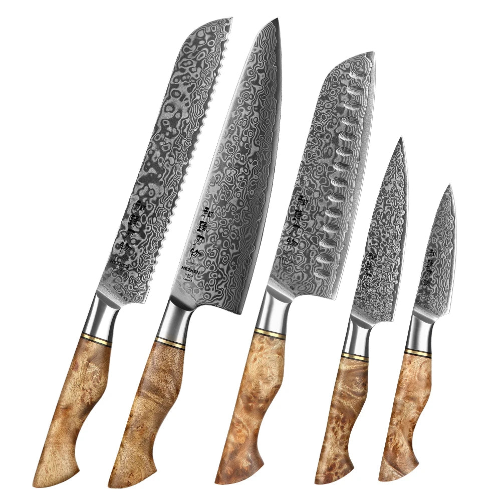 HEZHEN Damastmesser-Set – Scharfe Eleganz trifft auf Profi-Performance
