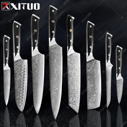 XITUO Damastmesser-Set – Japanischer Stahl trifft auf BBQ-Power