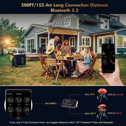 Kabelloses Fleischthermometer mit Bluetooth – Digitale Sonde & App-Steuerung für BBQ, Ofen & Smoker