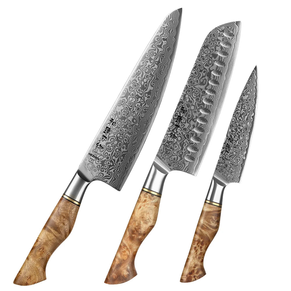 HEZHEN Damastmesser-Set – Scharfe Eleganz trifft auf Profi-Performance
