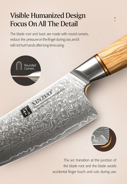 XINZUO Damastmesser-Set – 73 Lagen Präzision mit Olivenholz-Finish