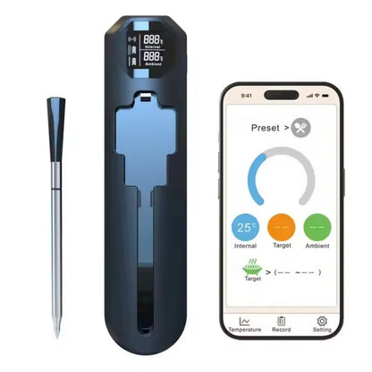 WLAN Lebensmittelthermometer mit Keramiksonde – Digital, wasserdicht & drahtlos für Grill & Ofen