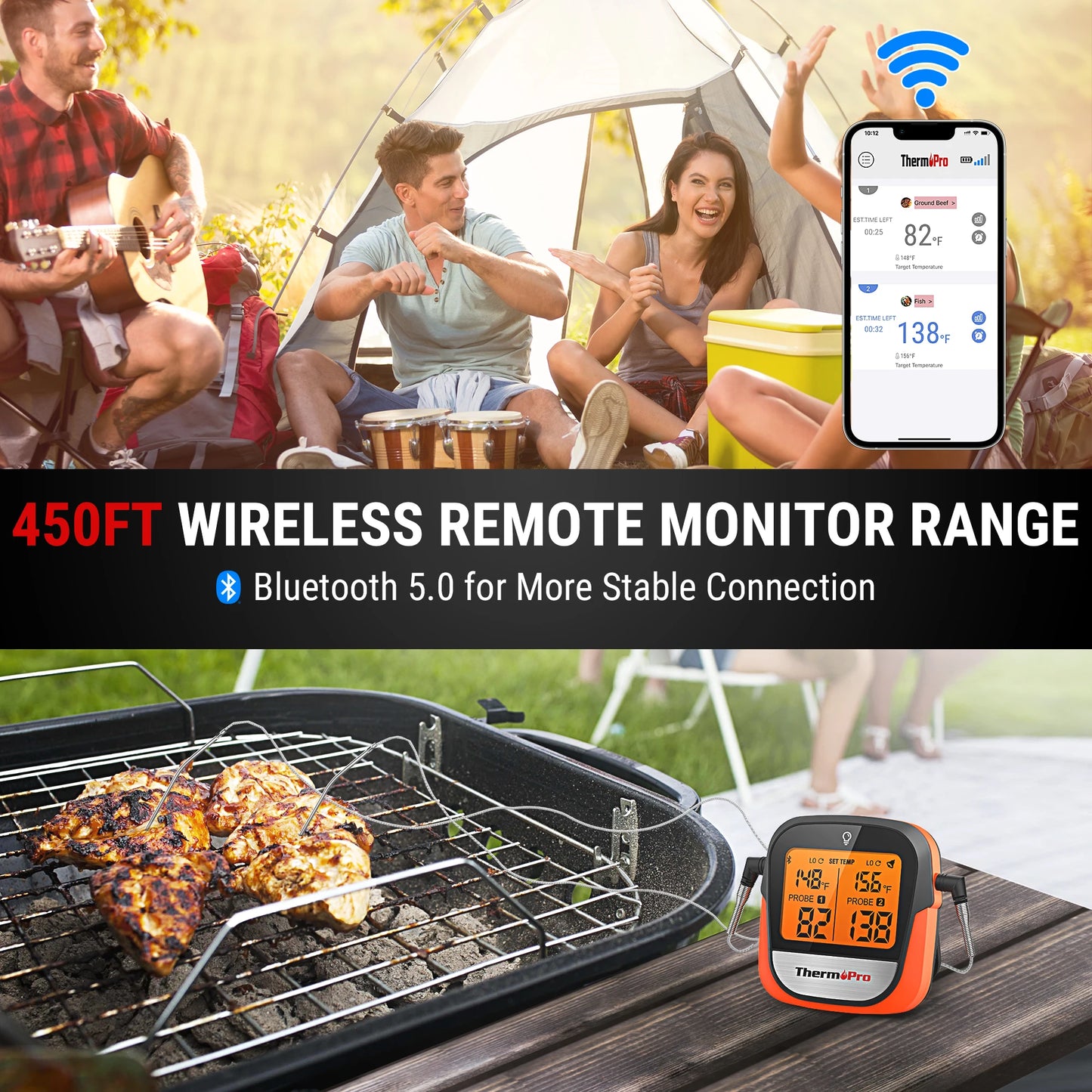 ThermoPro TP902 Bluetooth Fleischthermometer – Kabellos mit App-Steuerung