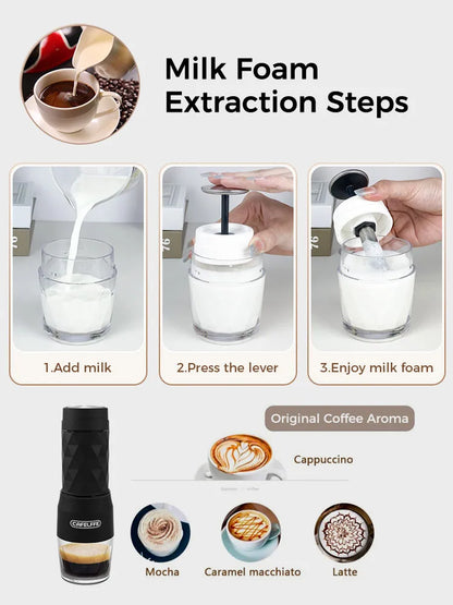 CAFELFFE 3-in-1 Tragbare Kaffeemaschine – Heiß & Kalt Espresso-Genuss für Abenteuer unterwegs