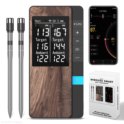 Kabelloses Bluetooth Fleischthermometer – Digital mit Dual-Sonde & App-Steuerung