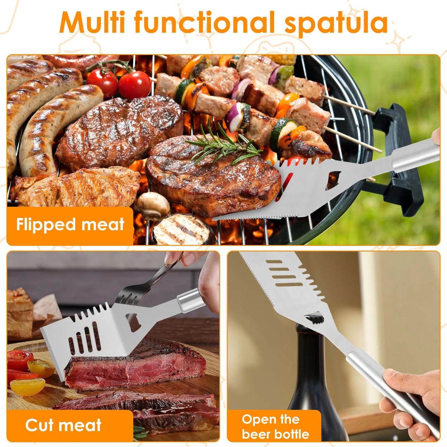 6-teiliges Edelstahl-Grillwerkzeug-Set – Komfort trifft Kontrolle