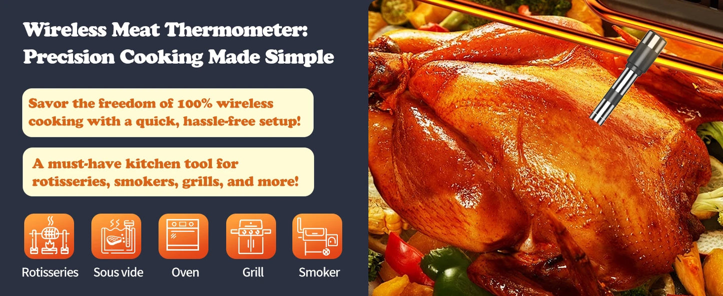Kabelloses Bluetooth Fleischthermometer – Digital mit Dual-Sonde & App-Steuerung
