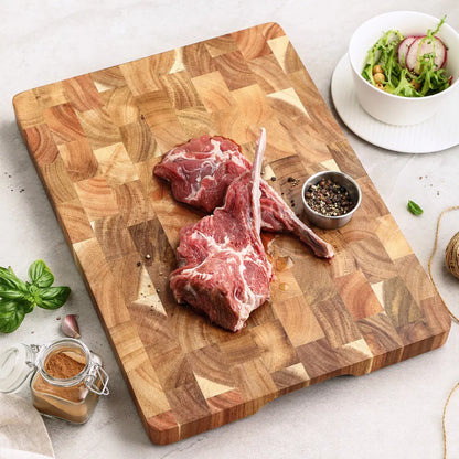 HEZHEN Doppelseitiges Schneidebrett aus Akazienholz – Premium-Qualität für Küche und Grill
