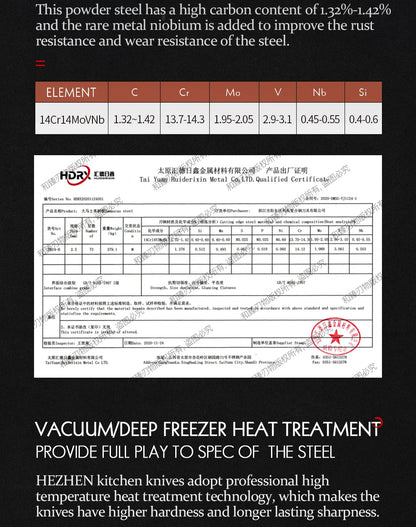 HEZHEN 8,5″ Brotmesser – 73‑lagiger Damast & Pulverstahlkern