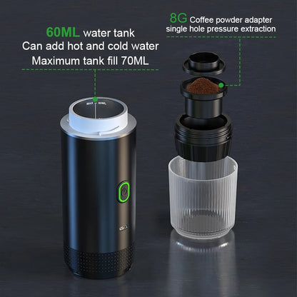 3‑in‑1 Reisekaffeemaschine inkl. Stand– Kabellos, elektrisch & tragbar für Auto, Camping & Zuhause