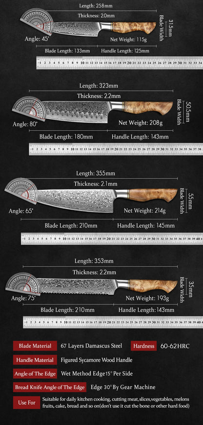 HEZHEN Damastmesser-Set – Scharfe Eleganz trifft auf Profi-Performance