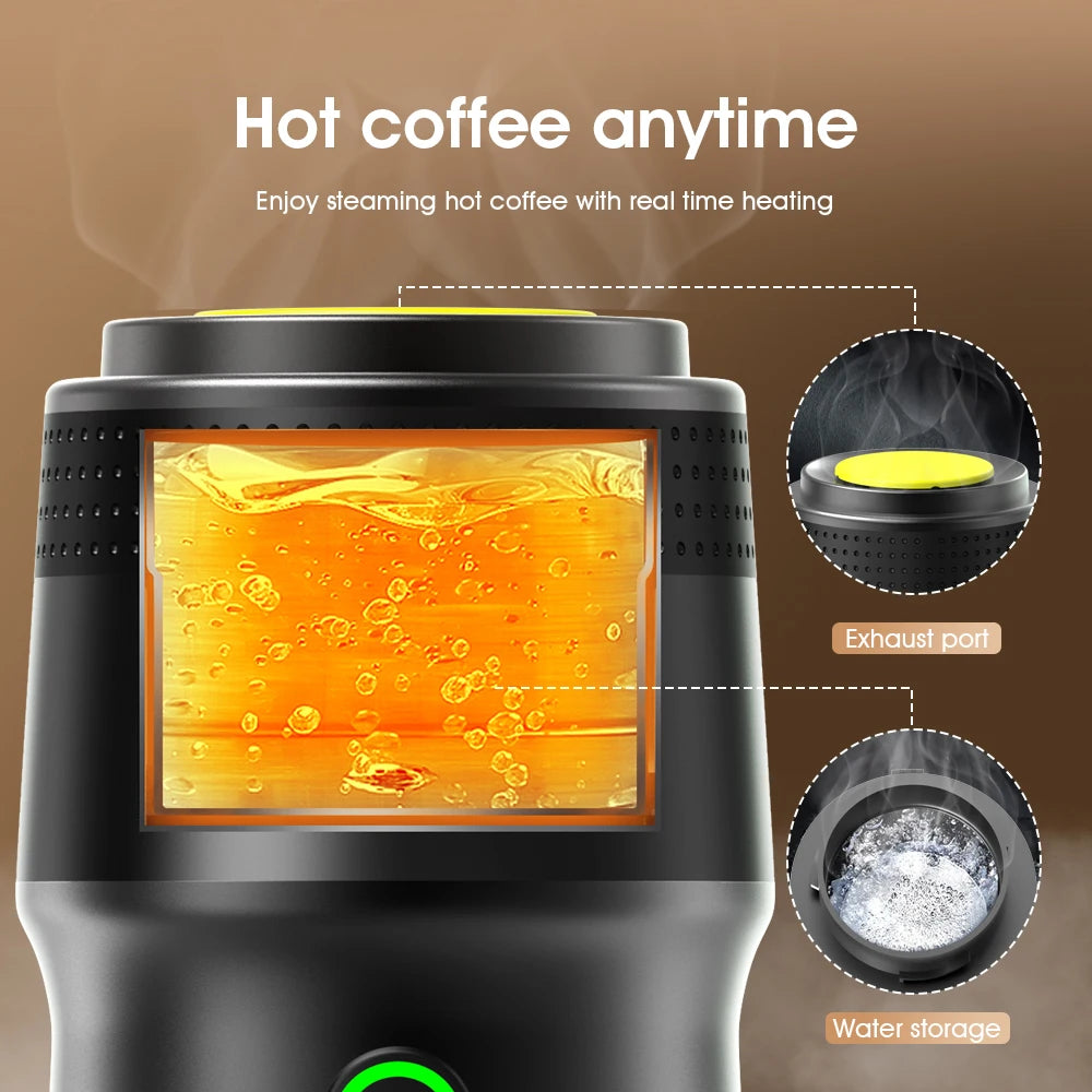 FOOMBTHE Elektrische Tragbare Kaffeemaschine – 3-in-1 Espresso-Genuss für Auto, Reisen & Zuhause