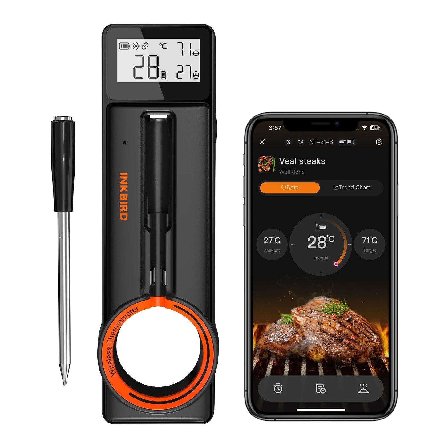 Inkbird Kabelloses Grillthermometer – Bluetooth-Fleischthermometer mit ultraschneller 1s-Reaktion