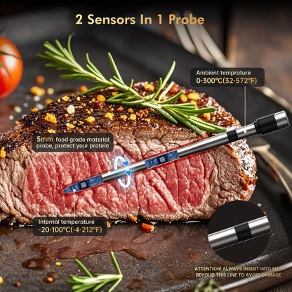 Kabelloses Fleischthermometer mit Bluetooth – Digitale Sonde & App-Steuerung für BBQ, Ofen & Smoker