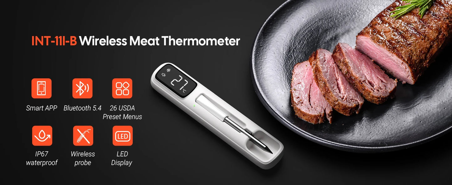 Inkbird INT-11B Mini Fleischthermometer – Bluetooth, 1s-Reaktion & LED-Anzeige für Grill & Küche