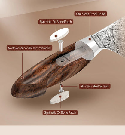 XINZUO Steakmesser – 5 Zoll (ca. 12,7 cm) Klinge aus 110 Lagen handgeschmiedetem Damaststahl