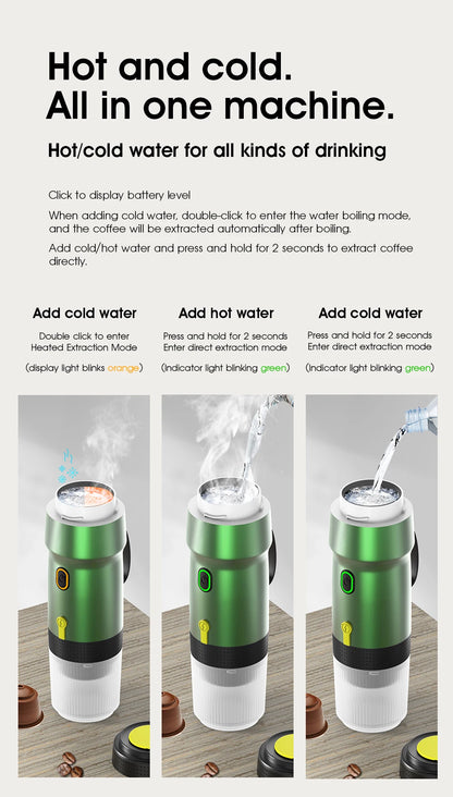 FOOMBTHE Elektrische Tragbare Kaffeemaschine – 3-in-1 Espresso-Genuss für Auto, Reisen & Zuhause