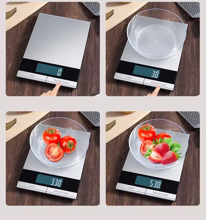 Lebensmittelwaage 22 lb (10 kg) – Digital, wiederaufladbar & Edelstahl 304