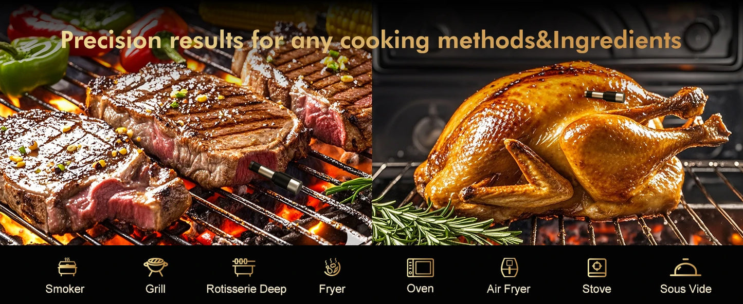 Kabelloses Fleischthermometer mit Bluetooth – Digitale Sonde & App-Steuerung für BBQ, Ofen & Smoker