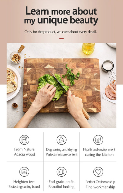 HEZHEN Doppelseitiges Schneidebrett aus Akazienholz – Premium-Qualität für Küche und Grill