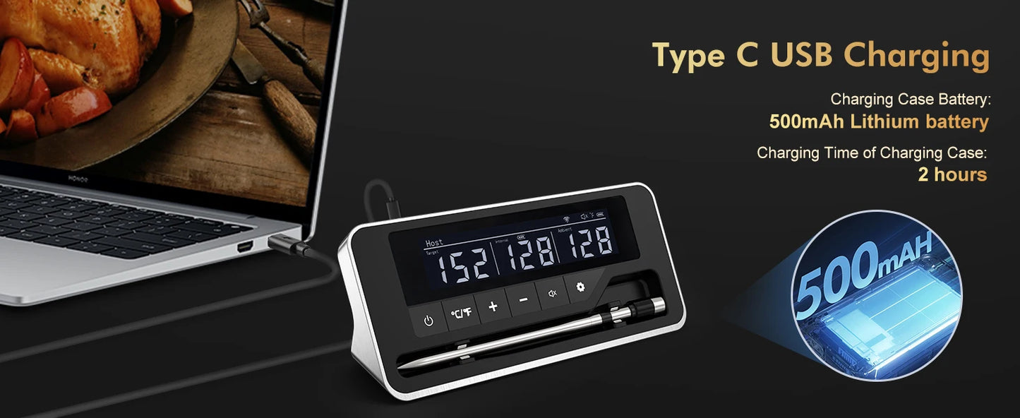 Kabelloses Fleischthermometer mit Bluetooth – Digitale Sonde & App-Steuerung für BBQ, Ofen & Smoker