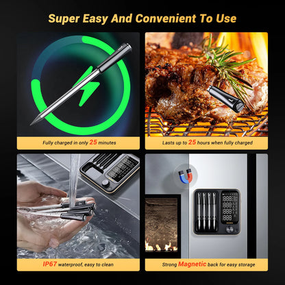 Inkbird Kabelloses Fleischthermometer – Wasserdicht & Digital für Grill, Ofen & Rotisserie