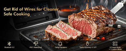 Kabelloses Fleischthermometer mit Bluetooth – Digitale Sonde & App-Steuerung für BBQ, Ofen & Smoker