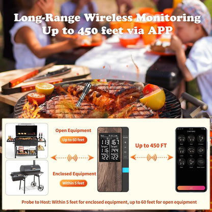 Kabelloses Bluetooth Fleischthermometer – Digital mit Dual-Sonde & App-Steuerung