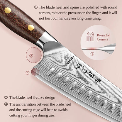 HEZHEN 2‑tlg. Damast‑Messerset – Micarta‑Griff & 430‑Stahl Fleischgabel