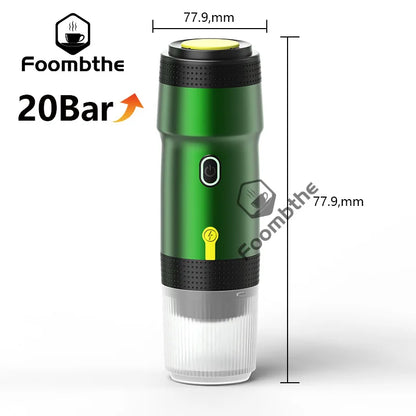 FOOMBTHE Elektrische Tragbare Kaffeemaschine – 3-in-1 Espresso-Genuss für Auto, Reisen & Zuhause