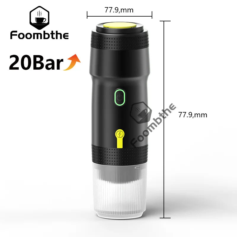 FOOMBTHE Elektrische Tragbare Kaffeemaschine – 3-in-1 Espresso-Genuss für Auto, Reisen & Zuhause