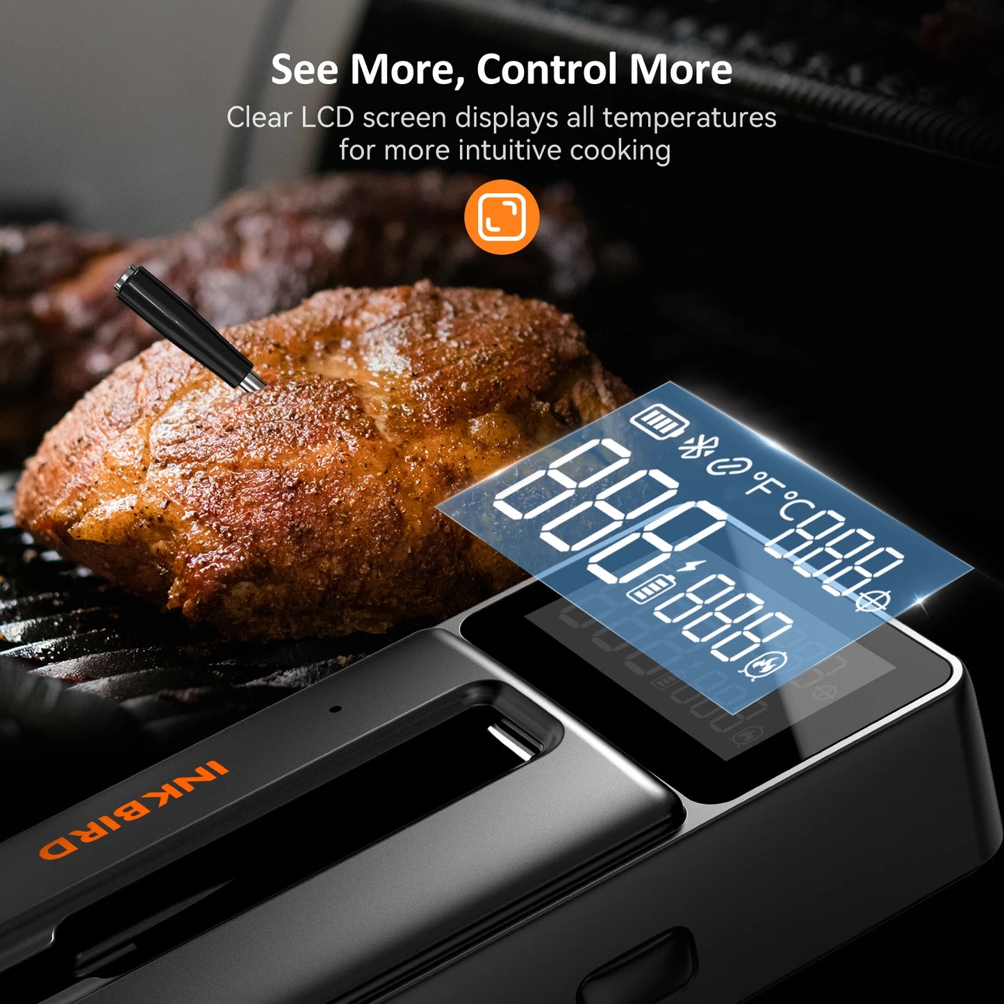 Inkbird Kabelloses Grillthermometer – Bluetooth-Fleischthermometer mit ultraschneller 1s-Reaktion
