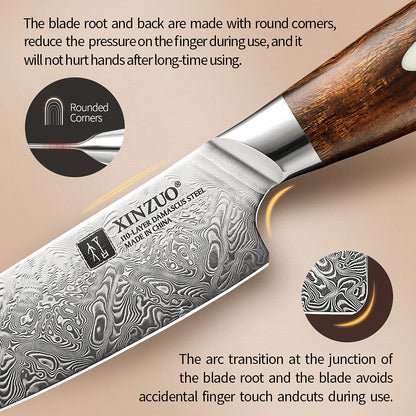 XINZUO Steakmesser – 5 Zoll (ca. 12,7 cm) Klinge aus 110 Lagen handgeschmiedetem Damaststahl