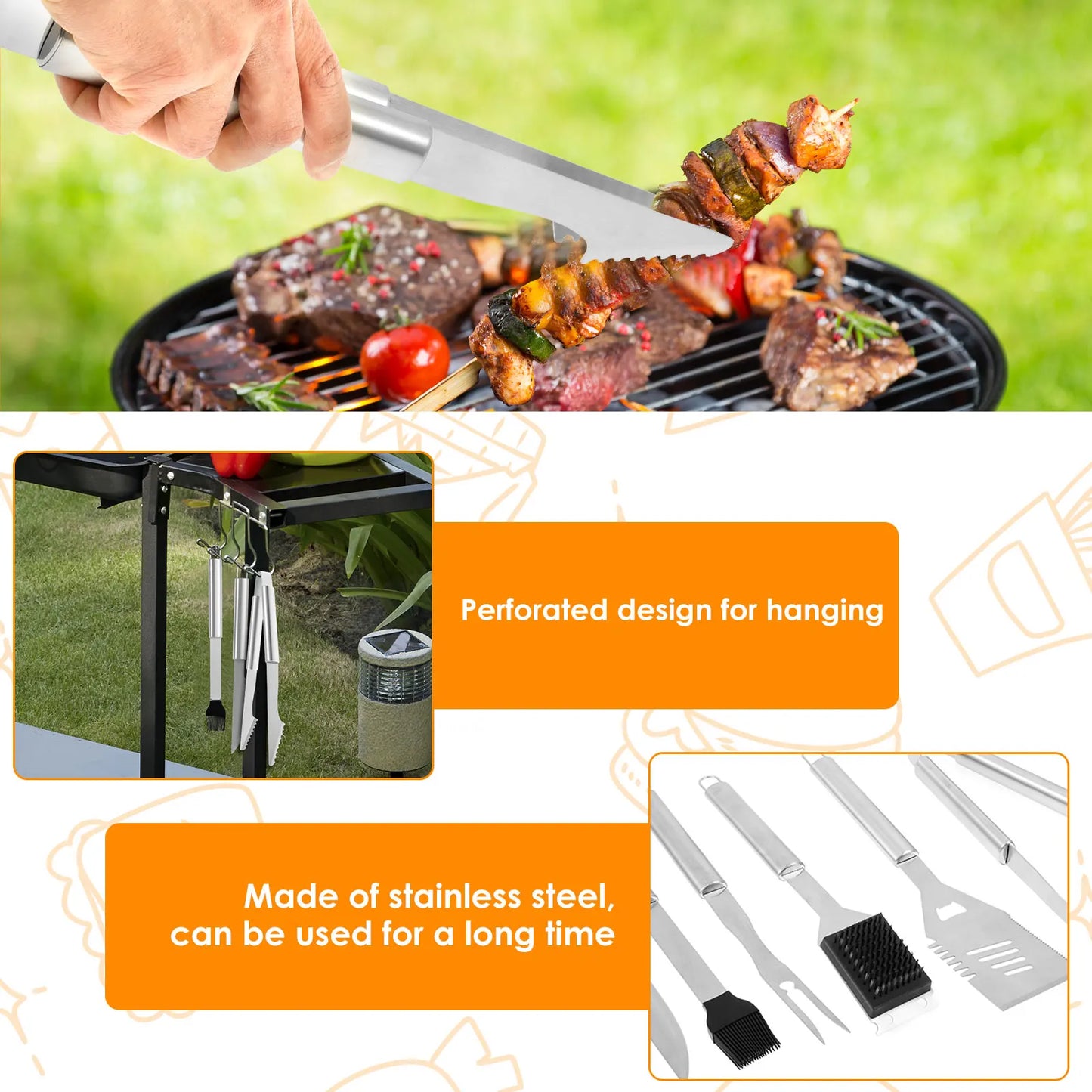 6-teiliges Edelstahl-Grillwerkzeug-Set – Komfort trifft Kontrolle