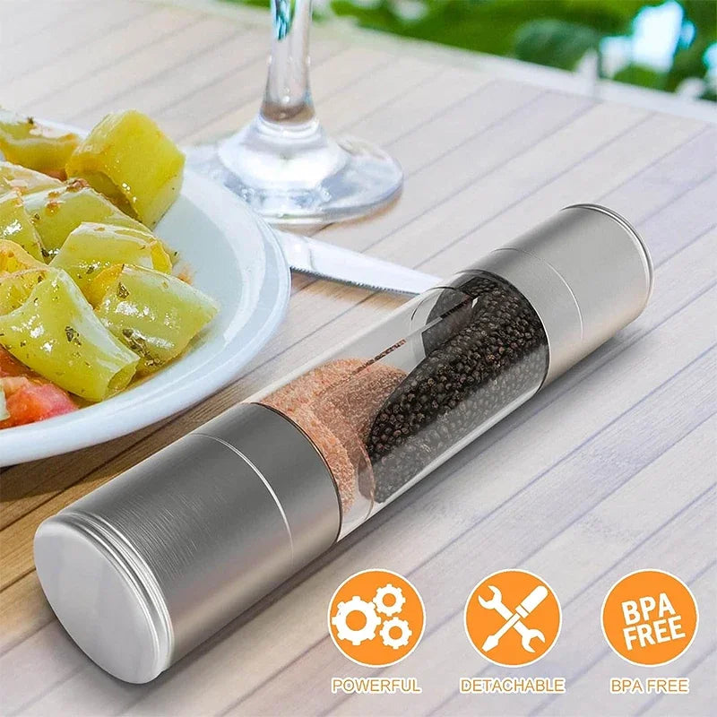 2-in-1 Salz- und Pfeffermühle aus Edelstahl mit Keramikmahlwerk