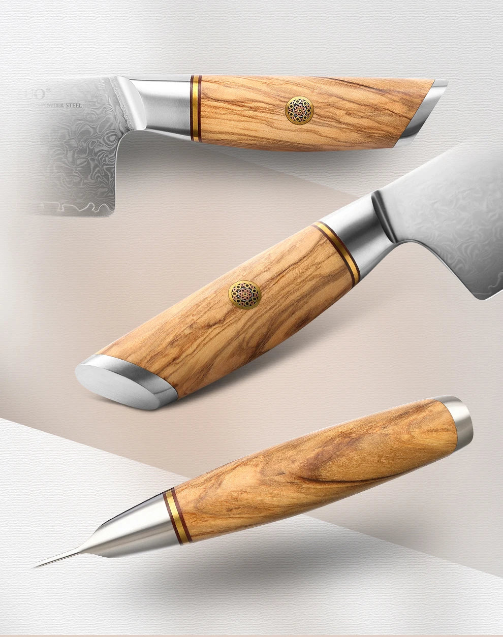 XINZUO Damastmesser-Set – 73 Lagen Präzision mit Olivenholz-Finish