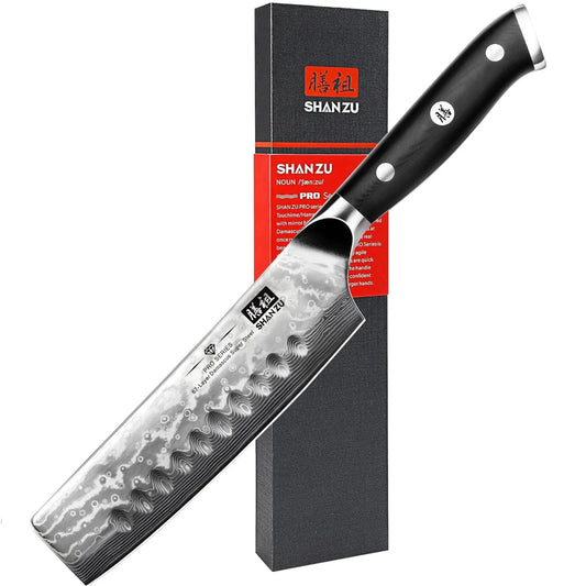 SHAN ZU Profi‑Nakiri Kochmesser – Damaststahl & G10‑Griff