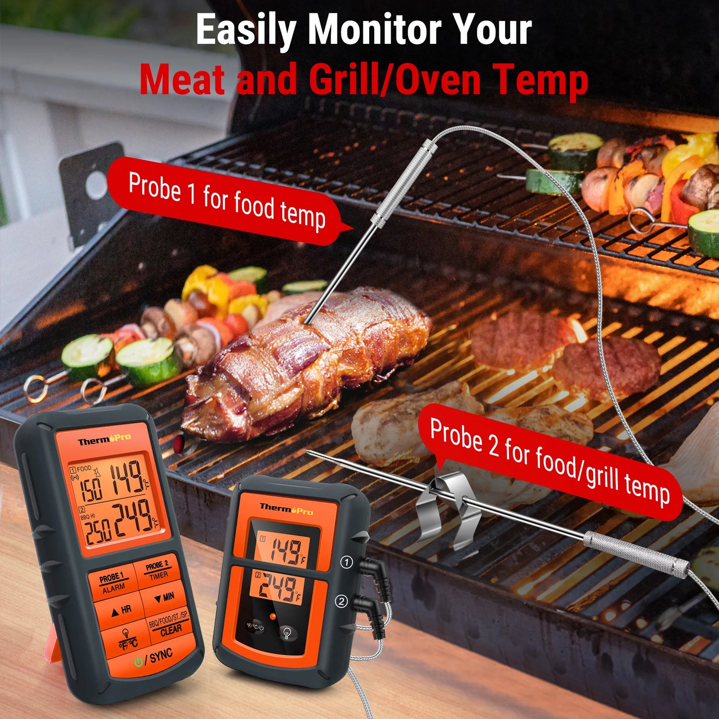 ThermoPro TP08C Funk-Grillthermometer – Präzision auf 150 m Reichweite für BBQ & Küche