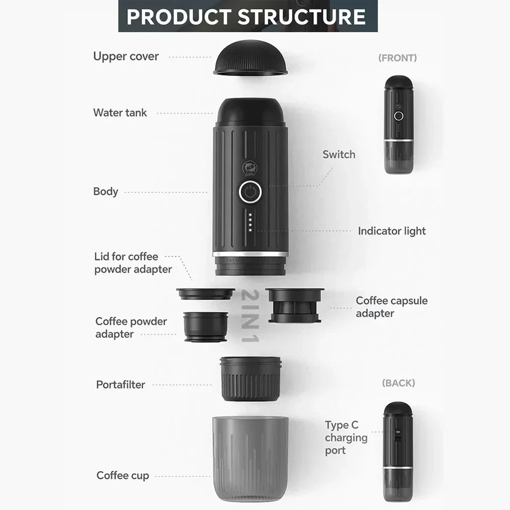 ICAFILAS Tragbare Elektrische Kaffeemaschine – Dein Espresso-Buddy für unterwegs