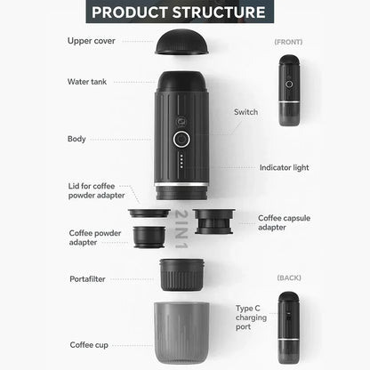 ICAFILAS Tragbare Elektrische Kaffeemaschine – Dein Espresso-Buddy für unterwegs