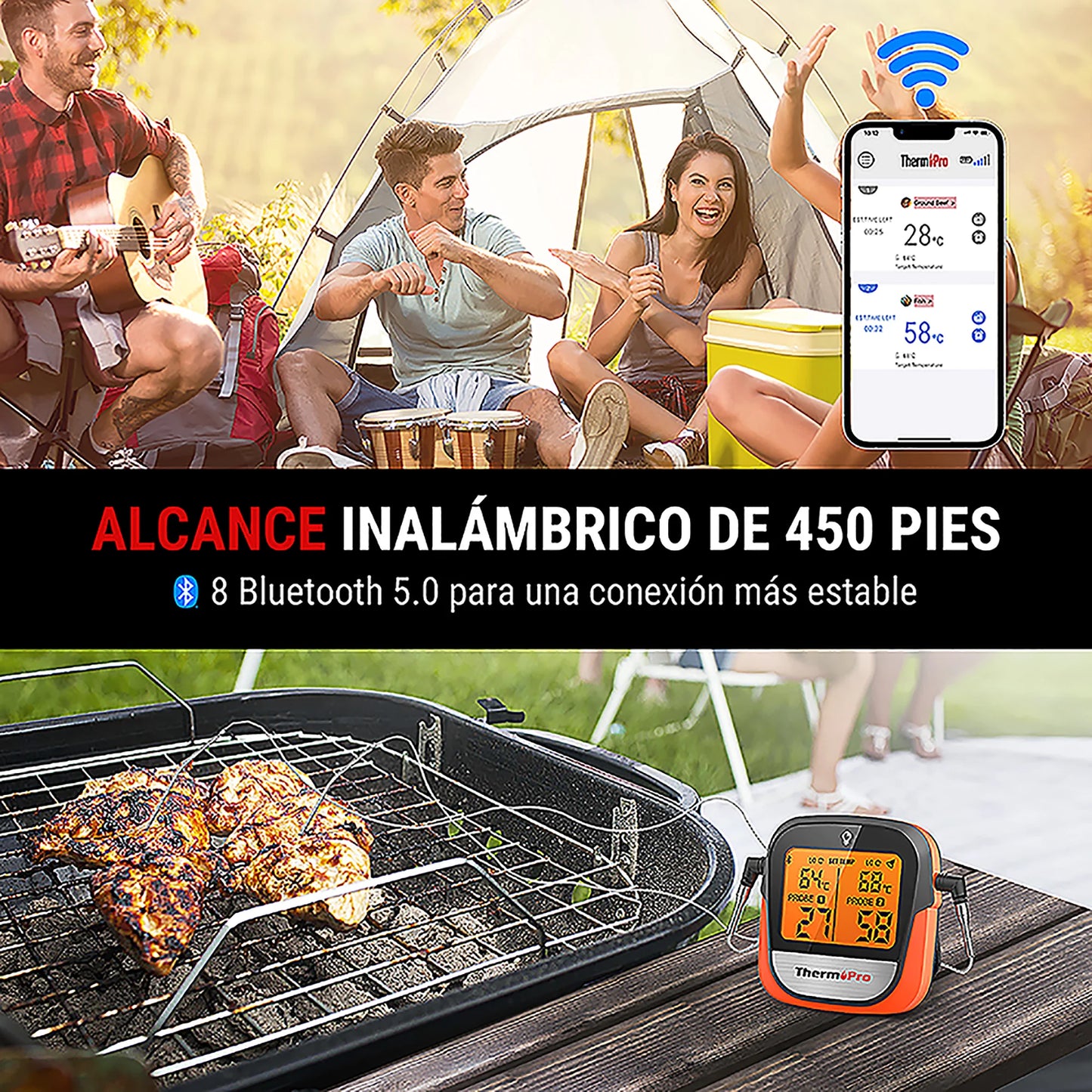 ThermoPro TP902 Bluetooth Fleischthermometer – Kabellos mit App-Steuerung
