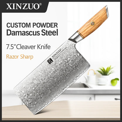 XINZUO Damastmesser-Set – 73 Lagen Präzision mit Olivenholz-Finish
