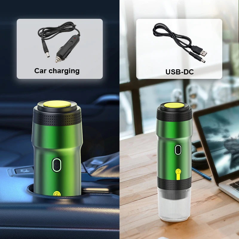 FOOMBTHE Elektrische Tragbare Kaffeemaschine – 3-in-1 Espresso-Genuss für Auto, Reisen & Zuhause