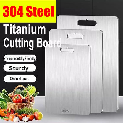 Titanium Schneidebrett – Doppelseitiges Profi-Board aus verstärktem Edelstahl 304